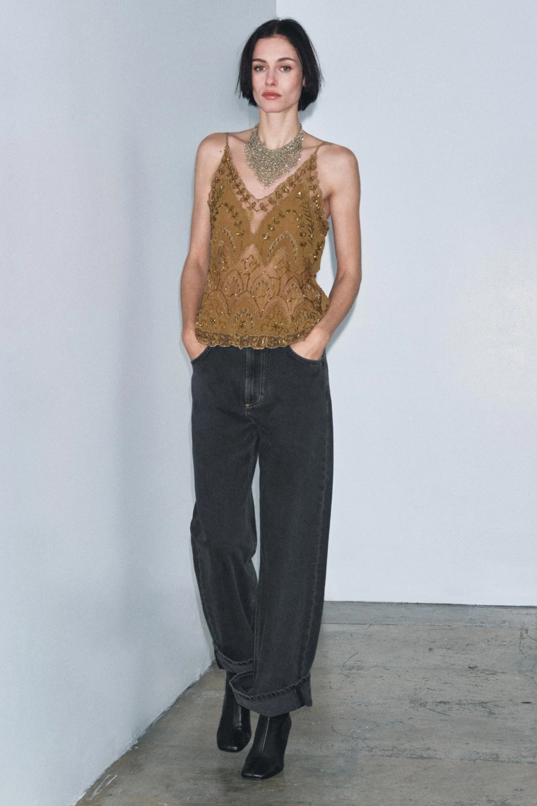 ТОП С ВЫШИВКОЙ И БУСИНАМИ — ZW COLLECTION LIMITED EDITION