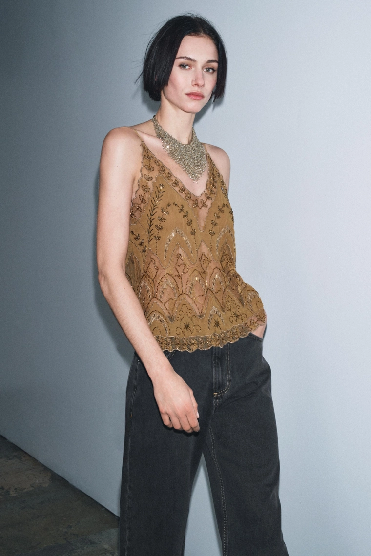 ТОП С ВЫШИВКОЙ И БУСИНАМИ — ZW COLLECTION LIMITED EDITION