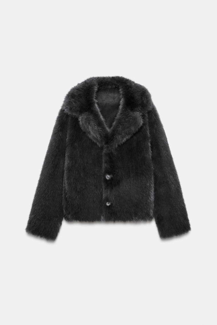 ДВУСТОРОННЕЕ КОРОТКОЕ ПАЛЬТО ИЗ ИСКУССТВЕННОГО МЕХА