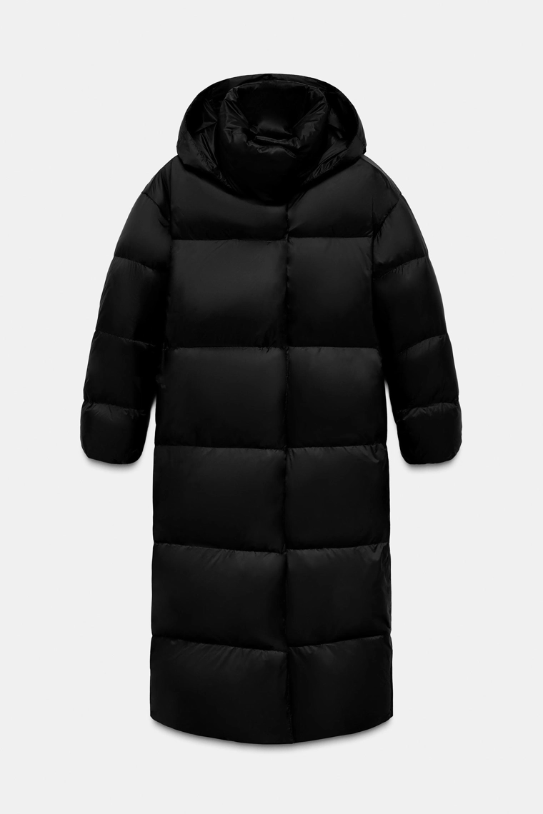 ДЛИННЫЙ ПУХОВИК С КАПЮШОНОМ И ПЕРЧАТКАМИ WATER REPELLENT