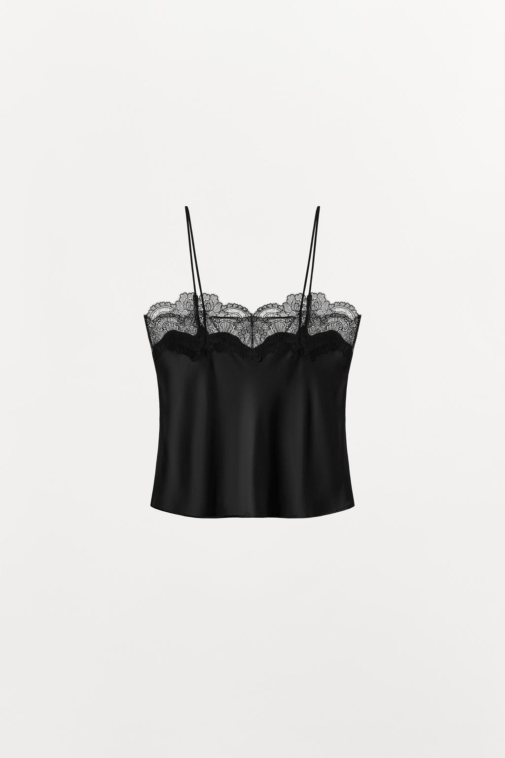 АТЛАСНЫЙ ТОП С КРУЖЕВОМ НА БРЕТЕЛЯХ