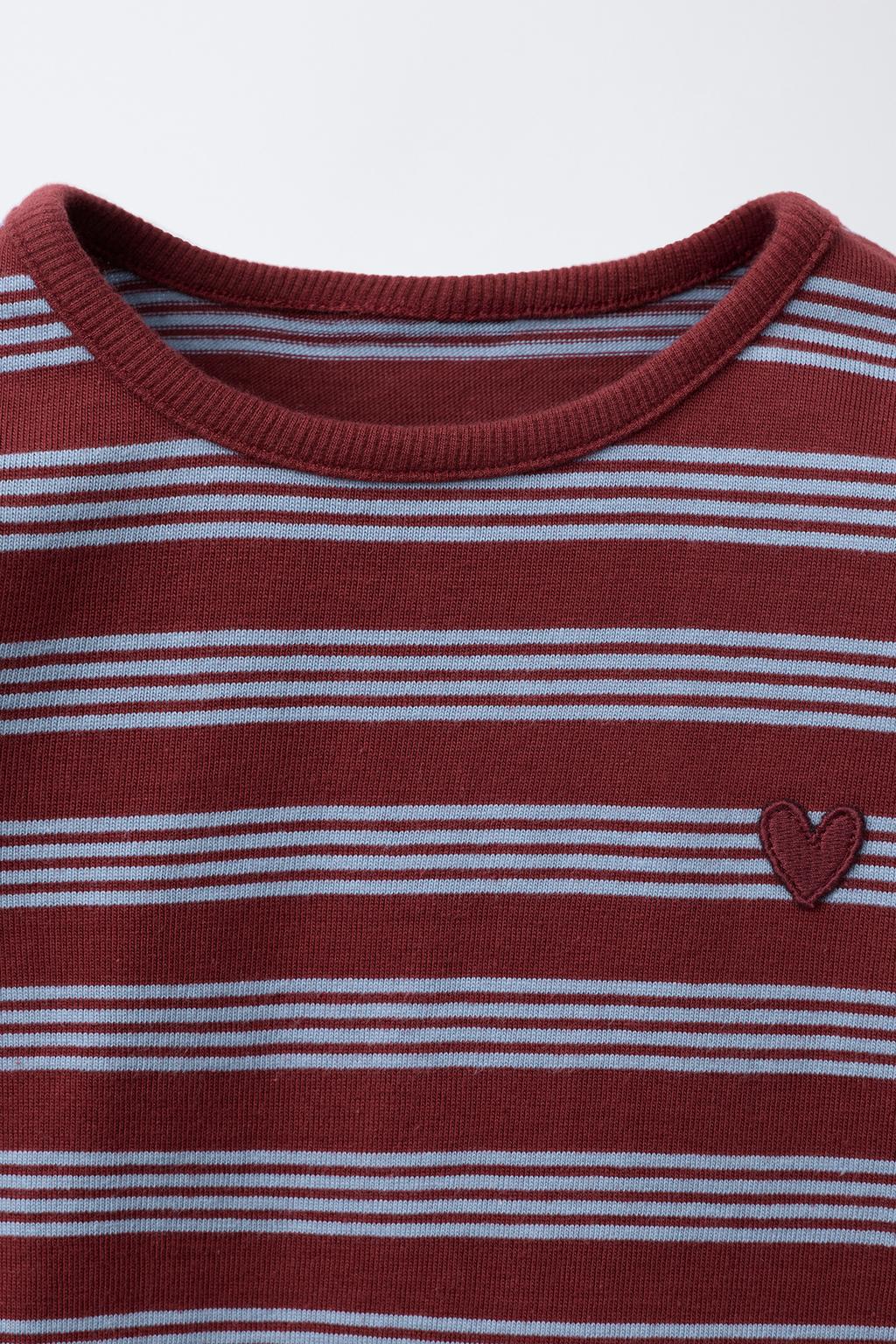 ФУТБОЛКА В ПОЛОСКУ С ВЫШИВКОЙ В ВИДЕ СЕРДЦА