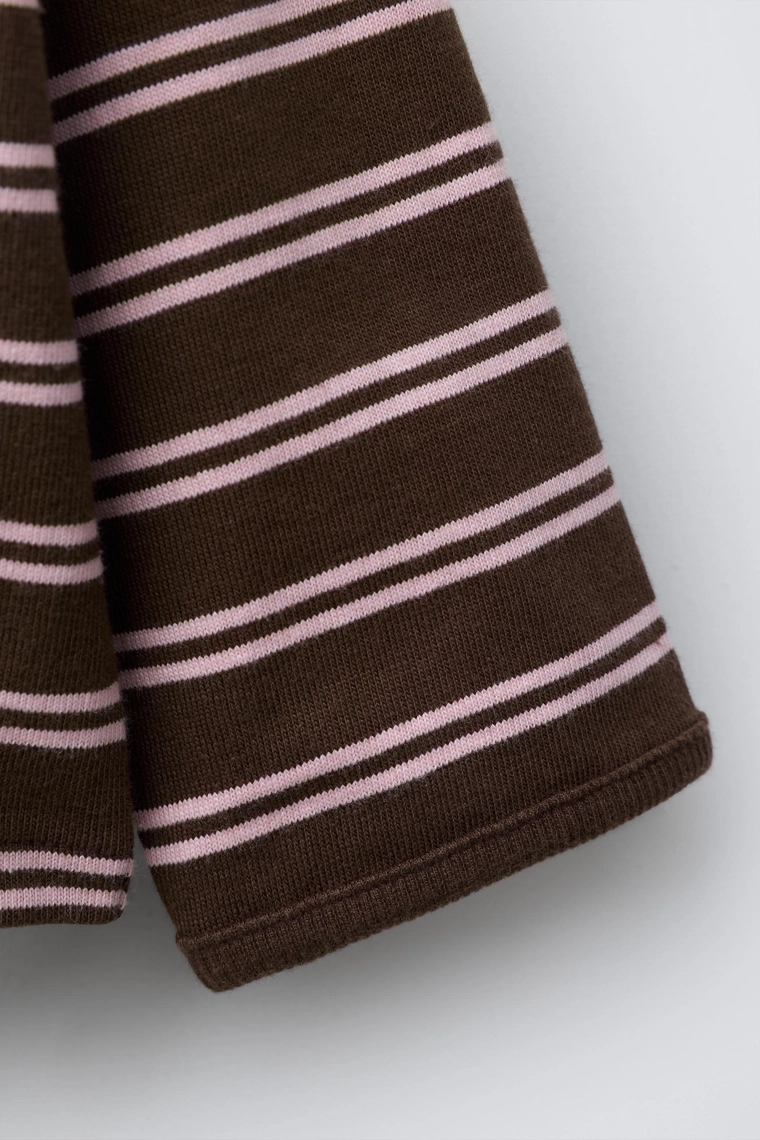 ФУТБОЛКА ИЗ ТКАНИ В ПОЛОСКУ С ВЫШИВКОЙ В ВИДЕ СЕРДЦА