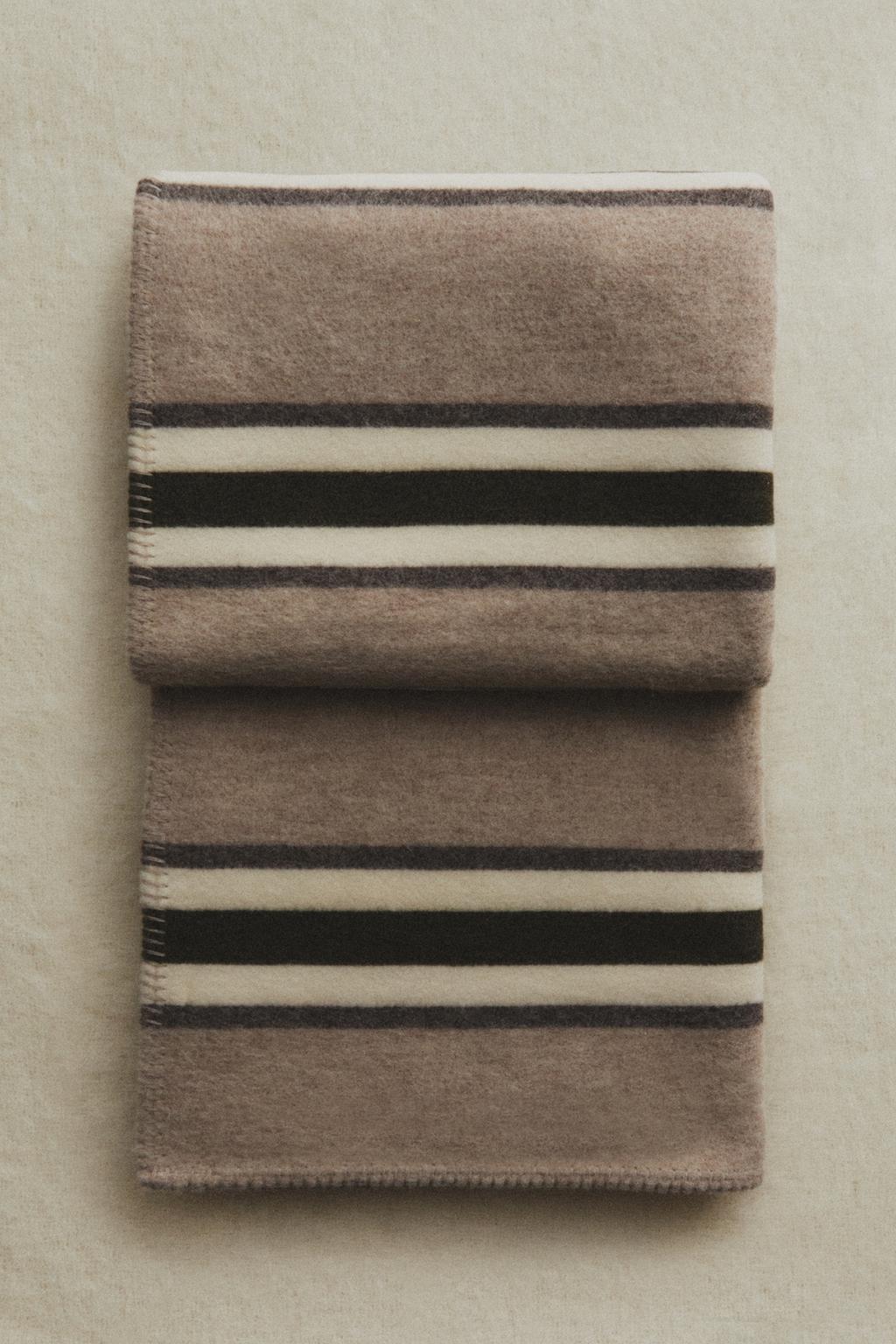 Плед из шерсти с полосатым узором