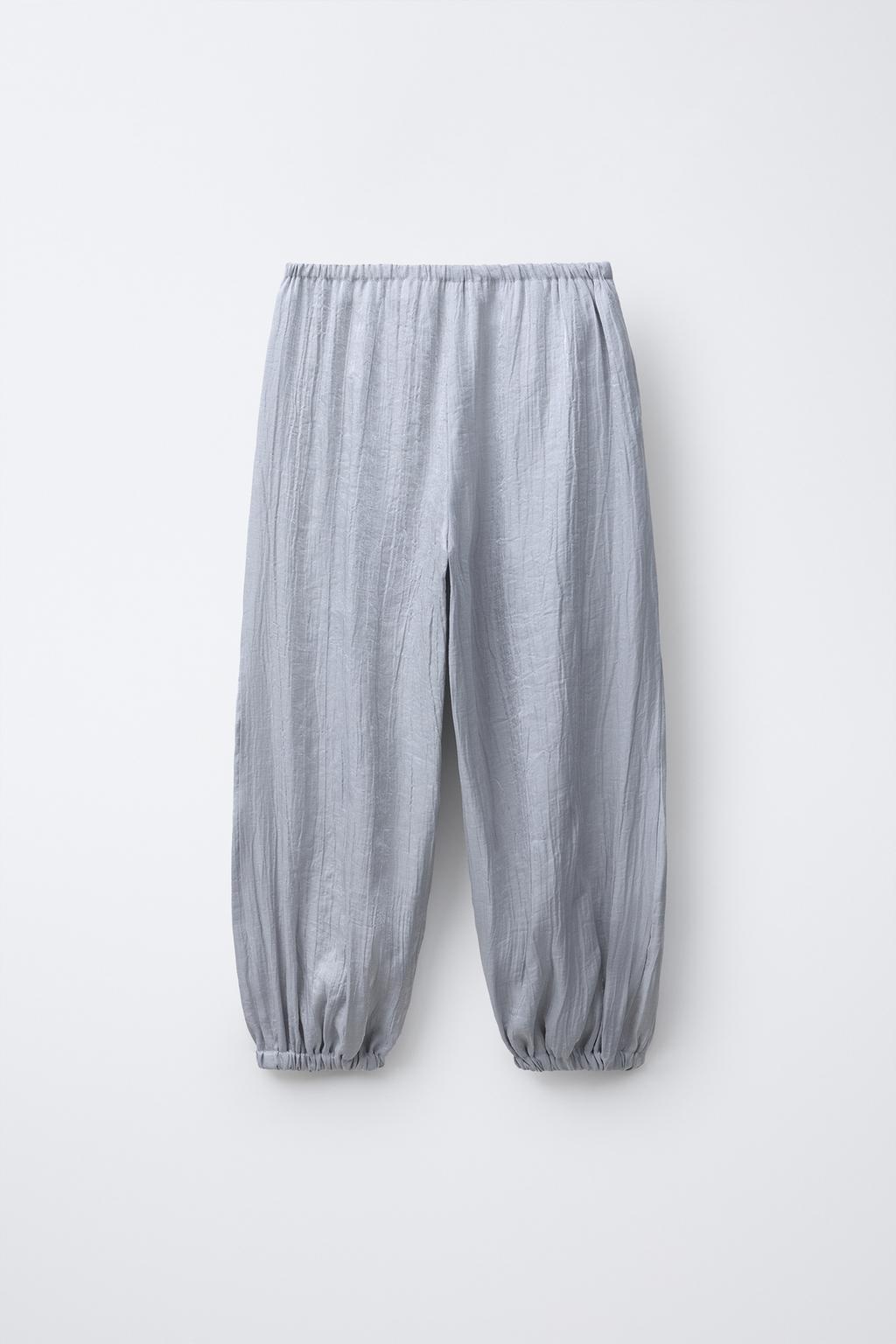 АТЛАСНЫЕ БРЮКИ-ШАРОВАРЫ С ЭФФЕКТОМ МЯТОСТИ