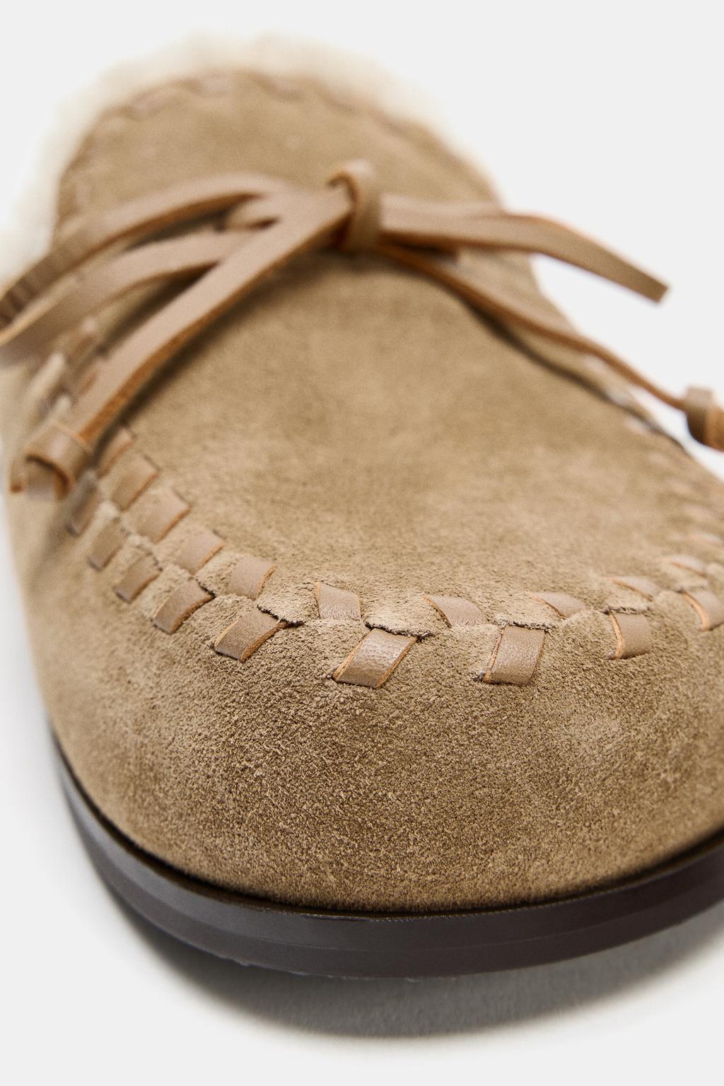 КОЖАНЫЕ САБО С ИСКУССТВЕННОЙ ОВЧИНОЙ