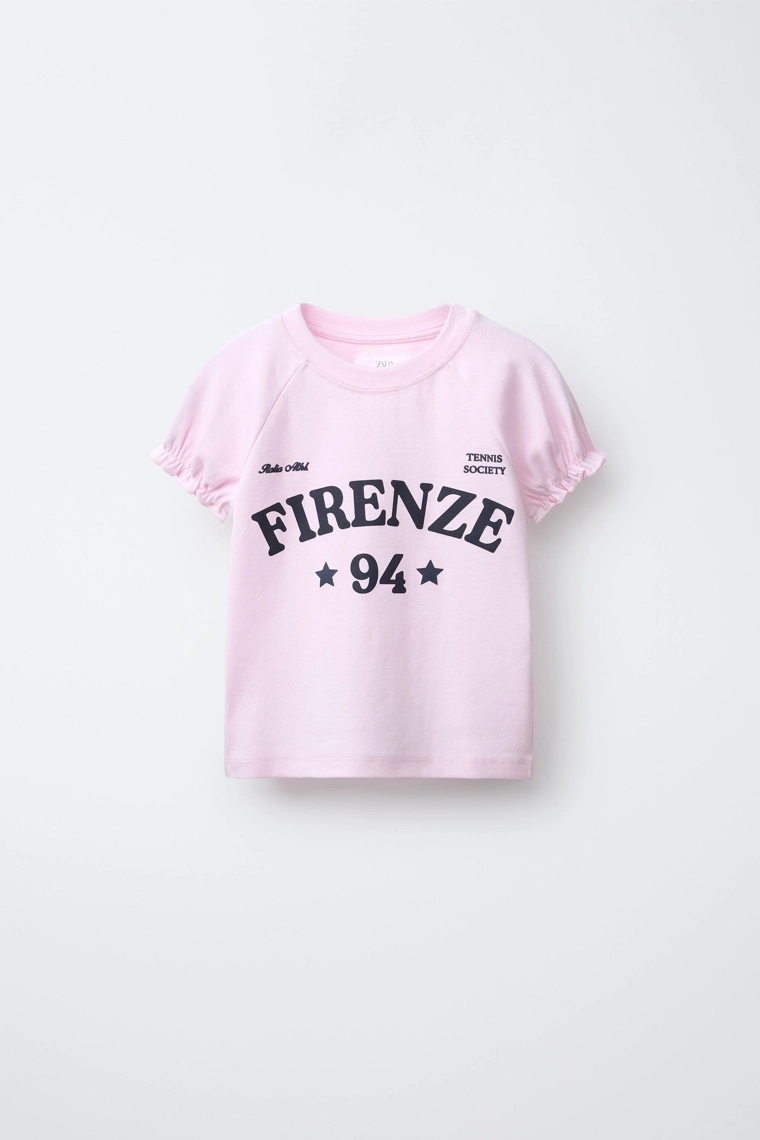 ФУТБОЛКА С ОБЪЕМНЫМИ РУКАВАМИ И НАДПИСЬЮ