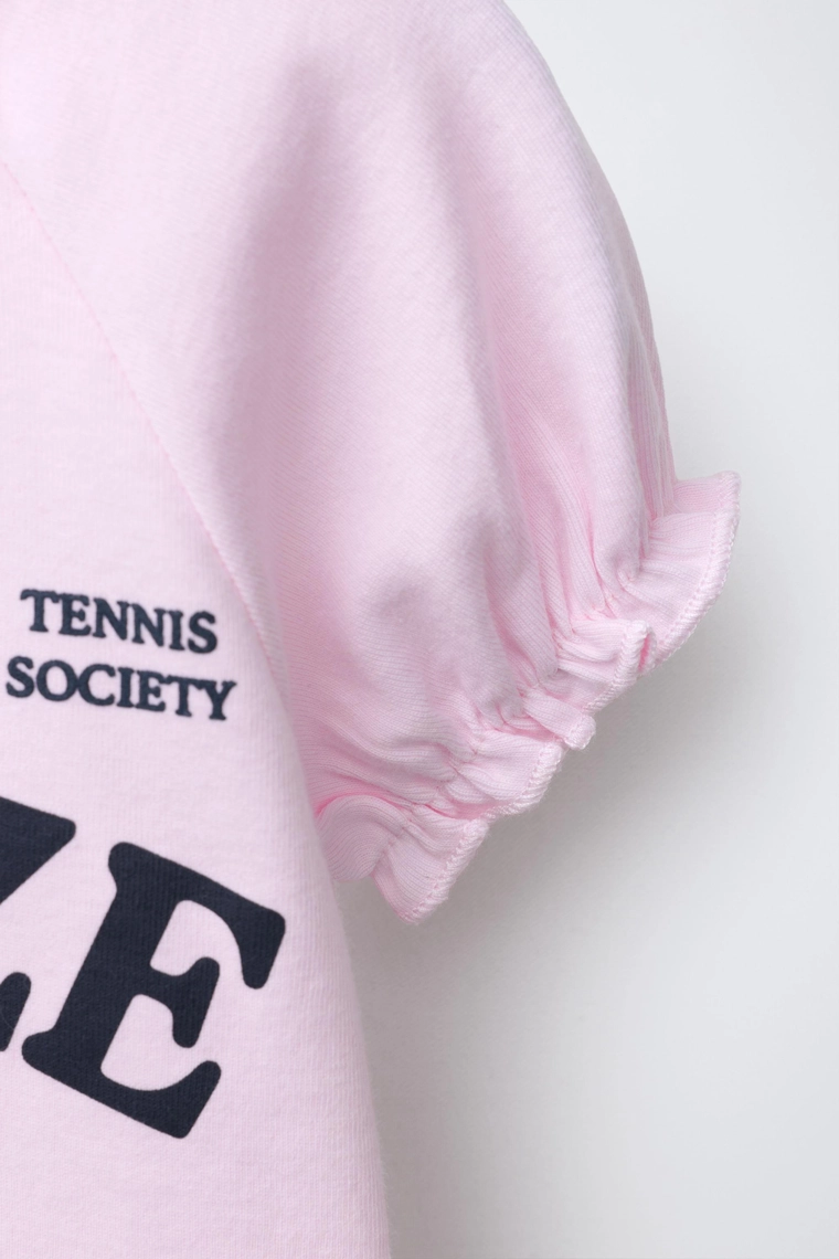 ФУТБОЛКА С ОБЪЕМНЫМИ РУКАВАМИ И НАДПИСЬЮ