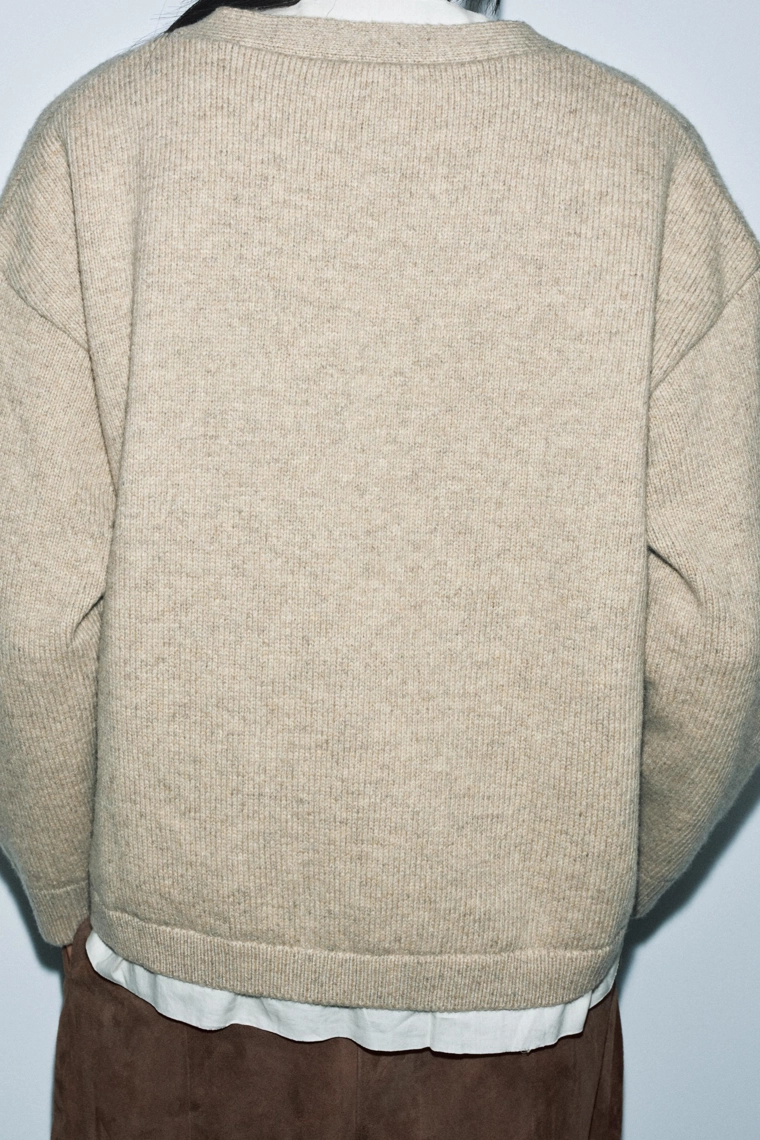 КАРДИГАН ИЗ КОМБИНИРОВАННОЙ ШЕРСТИ