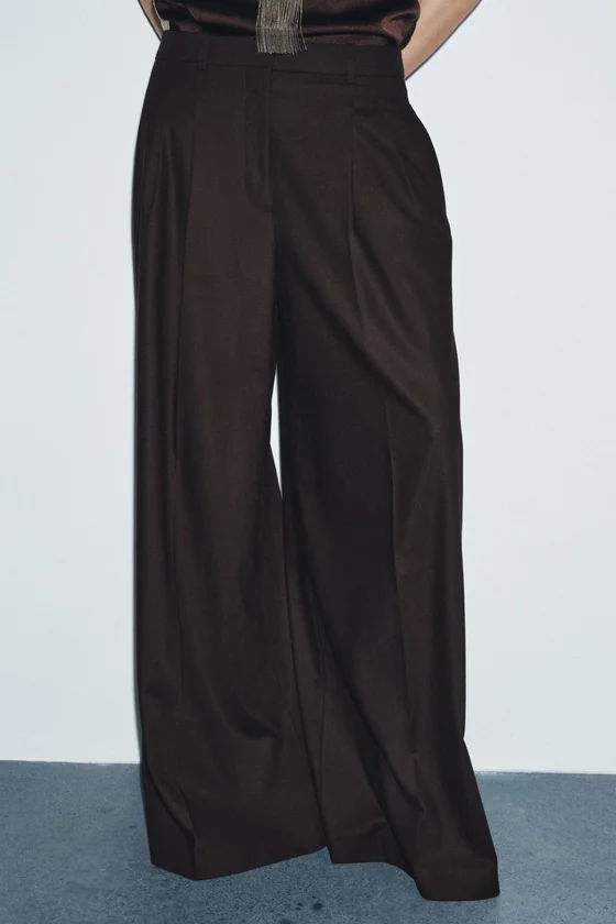 БРЮКИ WIDE LEG С ЗАЩИПАМИ — ZW COLLECTION