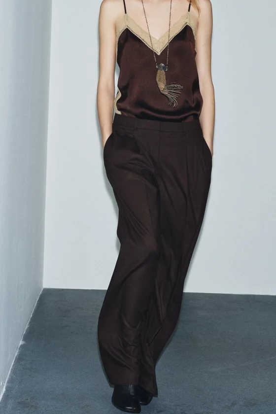 БРЮКИ WIDE LEG С ЗАЩИПАМИ — ZW COLLECTION