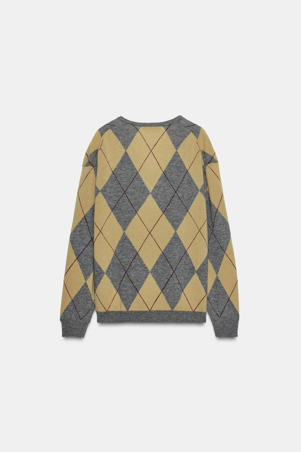 СВИТЕР ИЗ 100% ШЕРСТИ С УЗОРОМ «РОМБЫ»