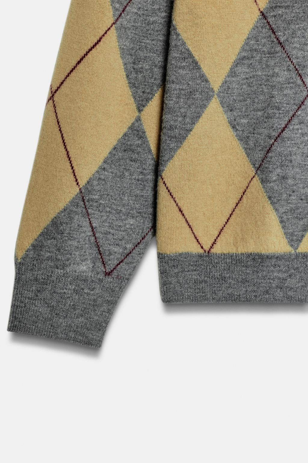 СВИТЕР ИЗ 100% ШЕРСТИ С УЗОРОМ «РОМБЫ»