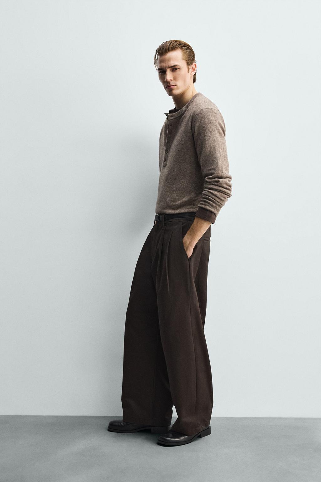 СВИТЕР ИЗ СМЕСОВОЙ ШЕРСТИ С ВОРОТНИКОМ НА ПУГОВИЦАХ