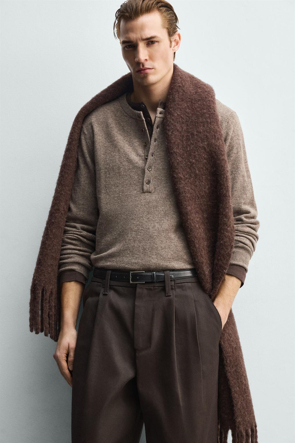 СВИТЕР ИЗ СМЕСОВОЙ ШЕРСТИ С ВОРОТНИКОМ НА ПУГОВИЦАХ