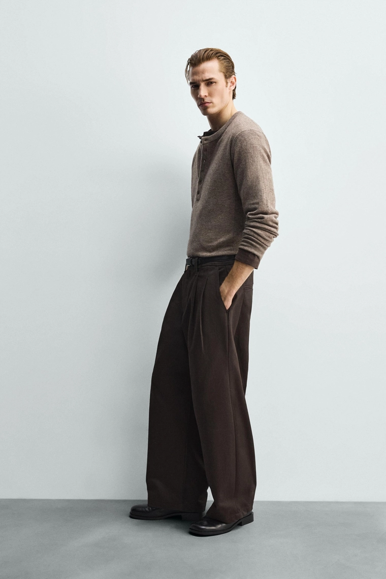 СВИТЕР ИЗ СМЕСОВОЙ ШЕРСТИ С ВОРОТНИКОМ НА ПУГОВИЦАХ