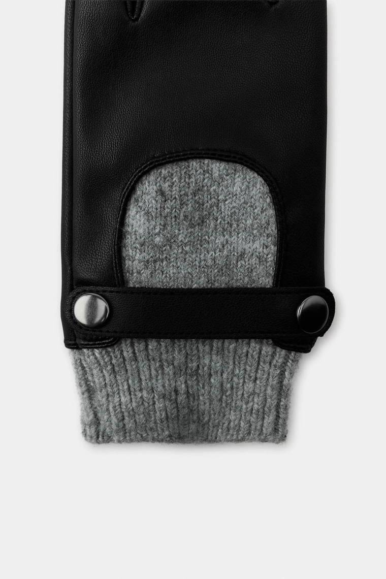 КОМБИНИРОВАННЫЕ ПЕРЧАТКИ ИЗ ИСКУССТВЕННОЙ КОЖИ