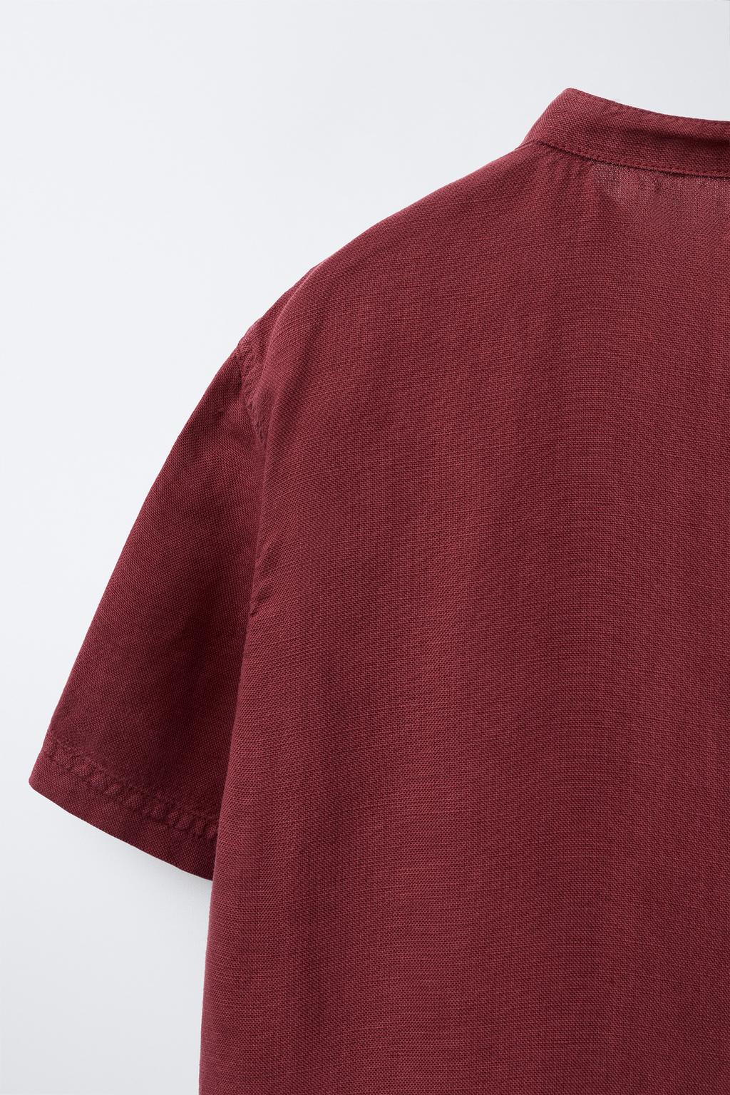 РУБАШКА ИЗ СМЕСОВОГО ЛЬНА С ВОРОТНИКОМ-СТОЙКОЙ