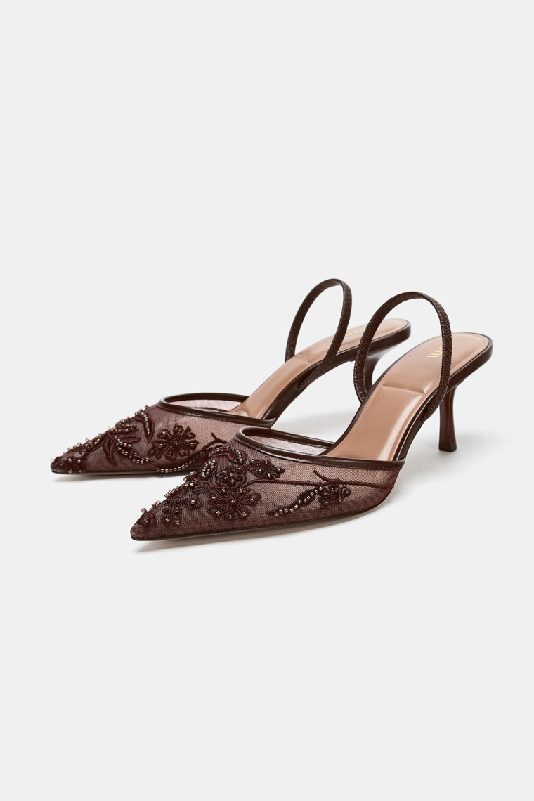 ТУФЛИ-МЮЛИ ИЗ СЕТЧАТОЙ ТКАНИ СО СТРАЗАМИ