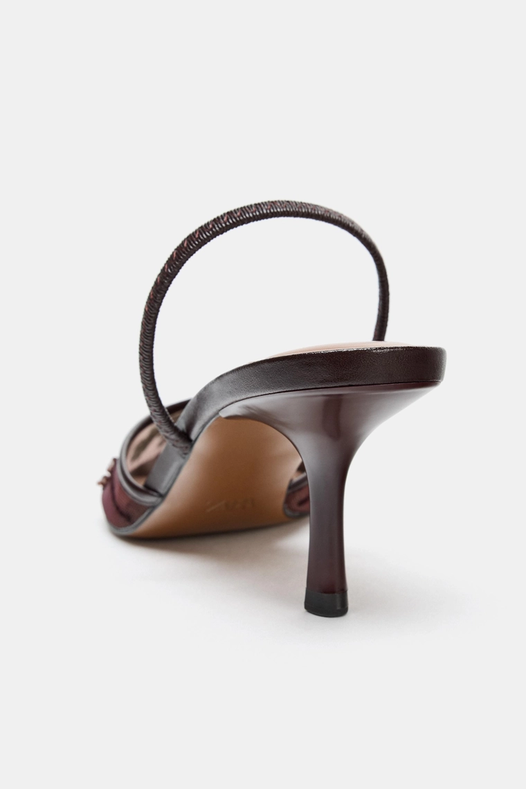 ТУФЛИ-МЮЛИ ИЗ СЕТЧАТОЙ ТКАНИ СО СТРАЗАМИ