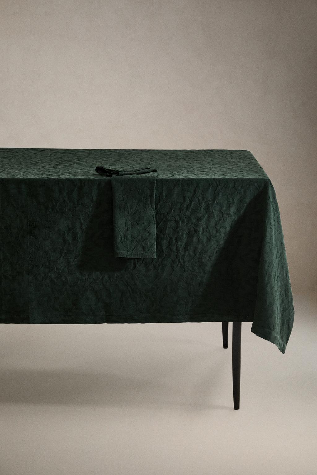 Рождественский хлопковый скатерть с жаккардовым узором веток