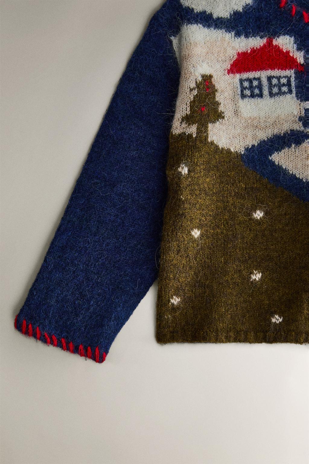 Детский кардиган с рождественским пейзажем