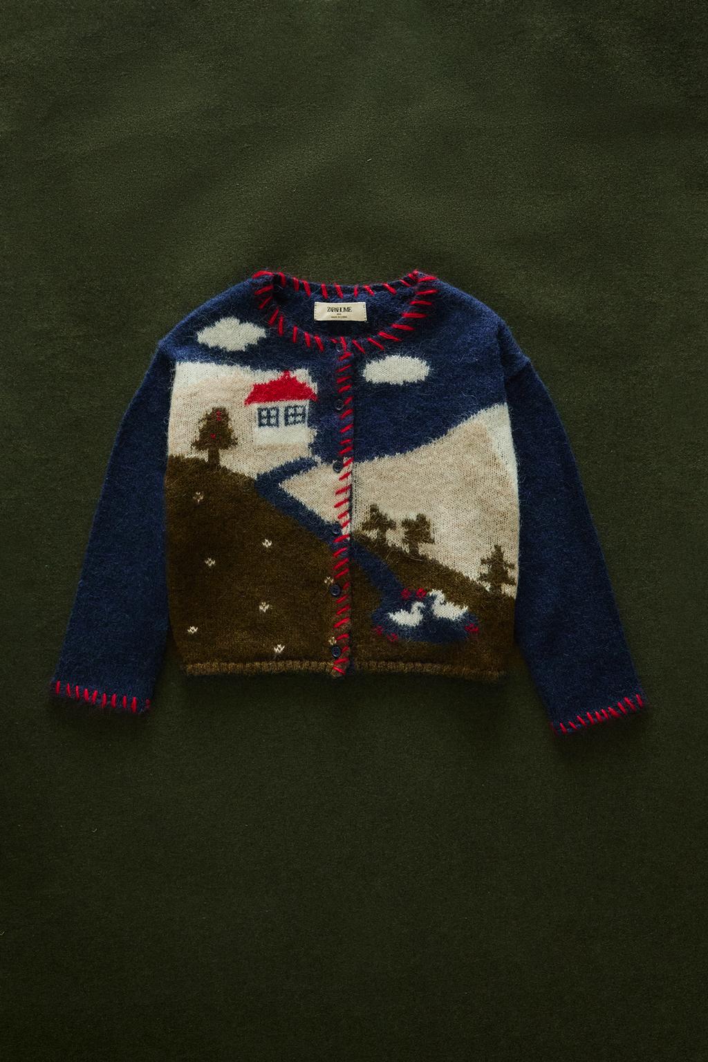 Детский кардиган с новогодним пейзажем