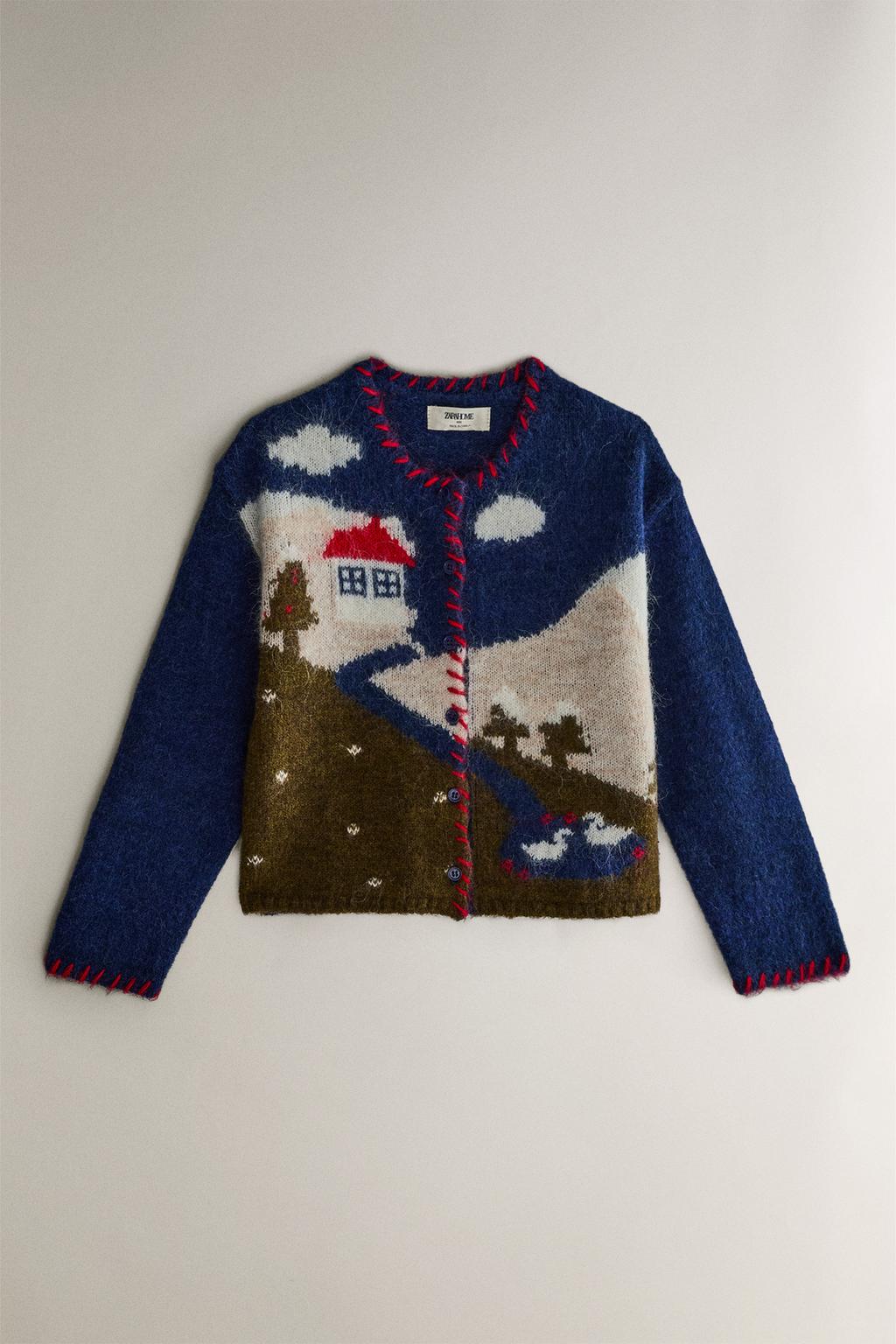 Детский кардиган с новогодним пейзажем