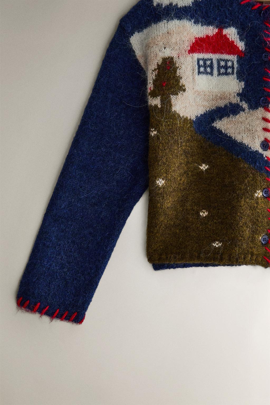 Детский кардиган с новогодним пейзажем