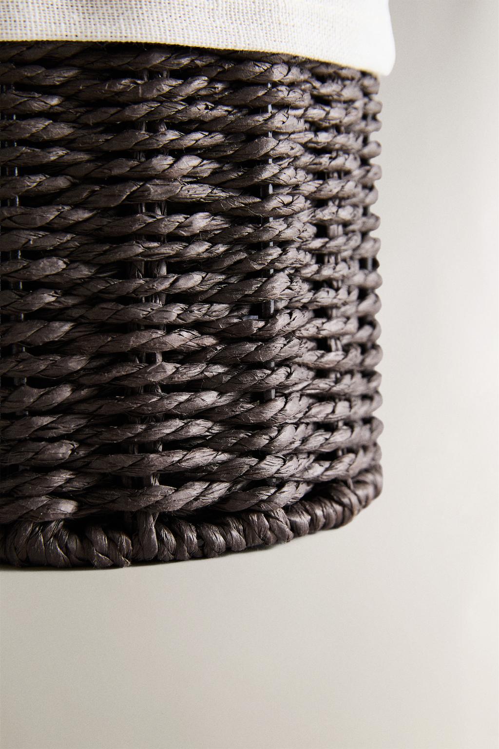 Круглый корзин для белья с льняной подкладкой