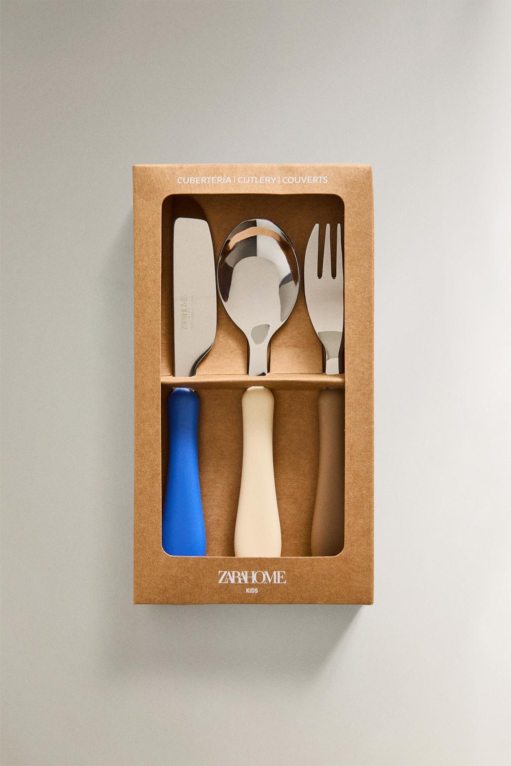 Набор детских столовых приборов с силиконовой ручкой