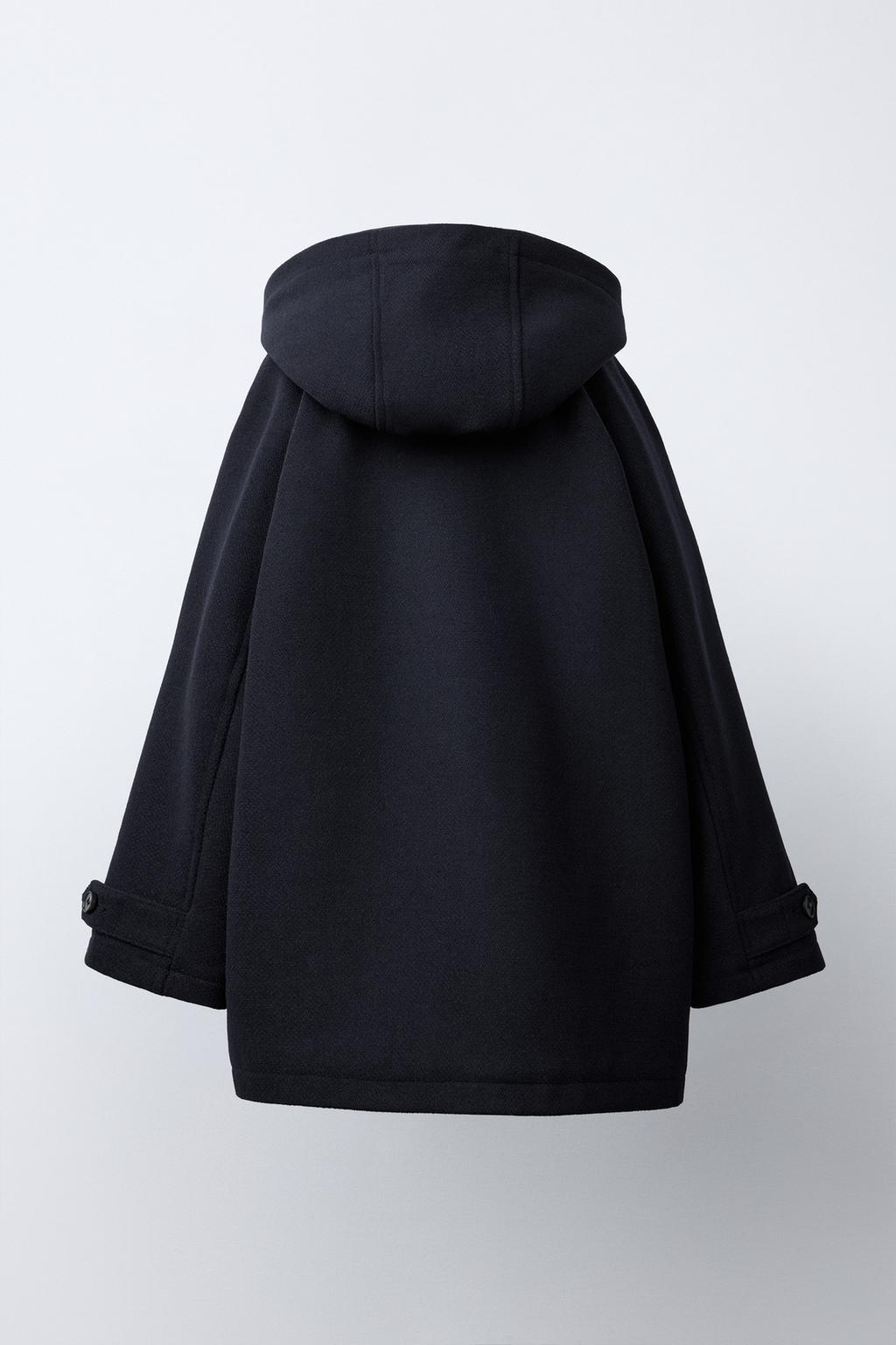 ПАЛЬТО ИЗ СИНТЕТИЧЕСКОЙ ШЕРСТИ С КАПЮШОНОМ