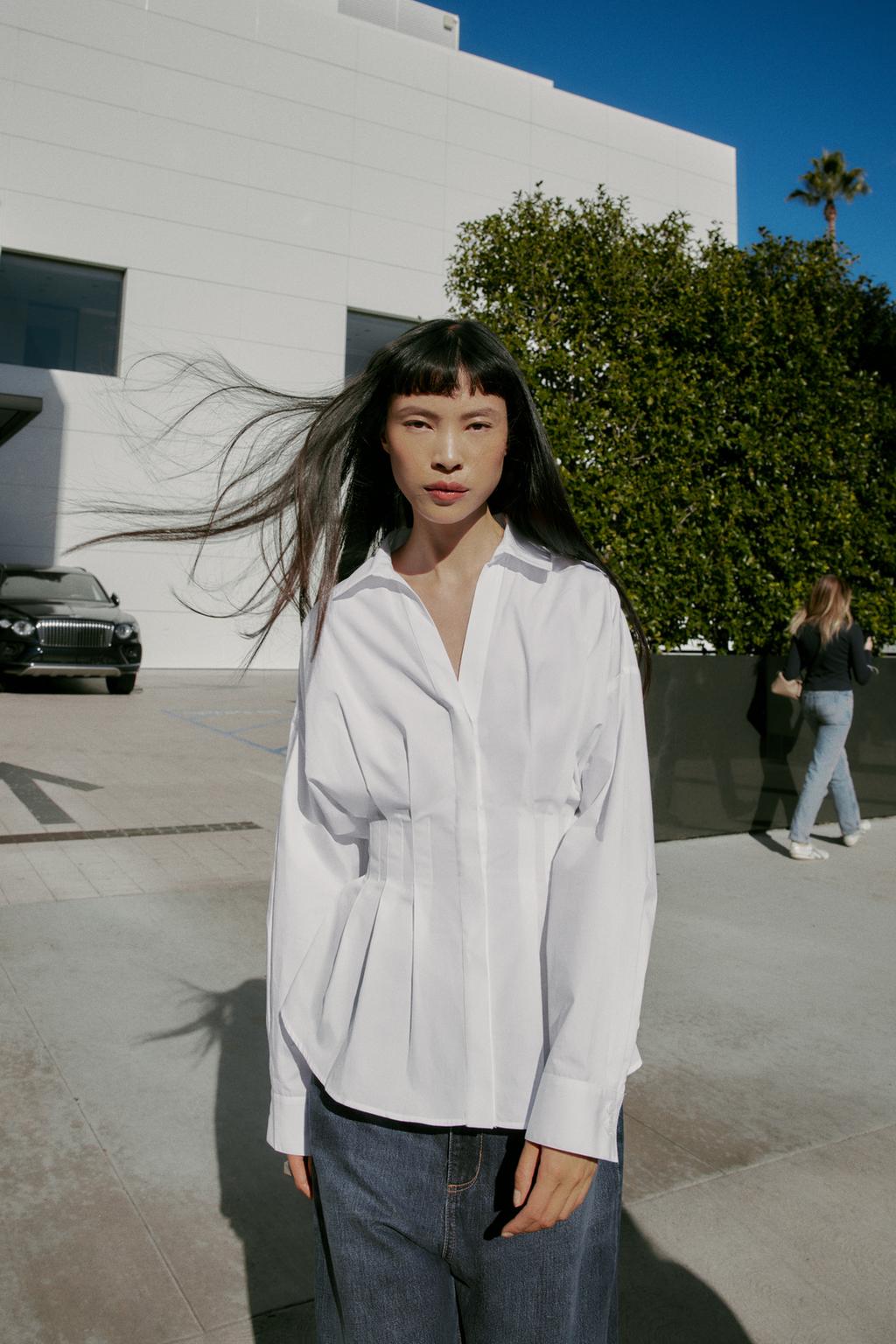 РУБАШКА ИЗ ПОПЛИНА СО СКЛАДКАМИ