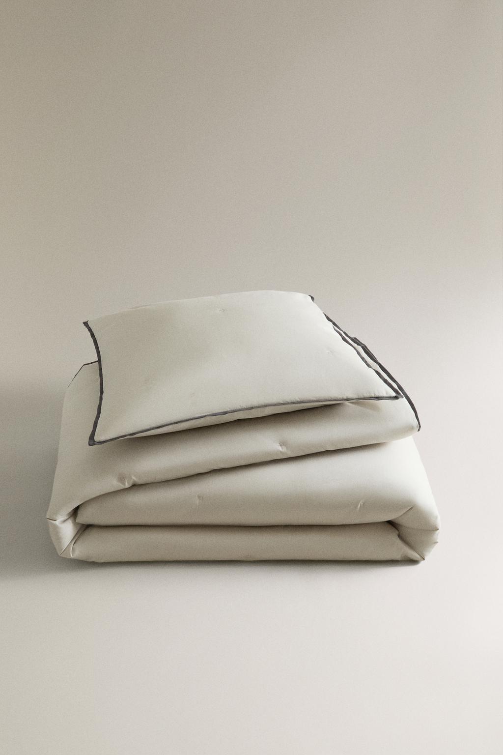 Одеяло из хлопкового сатина и льна с узором в горошек