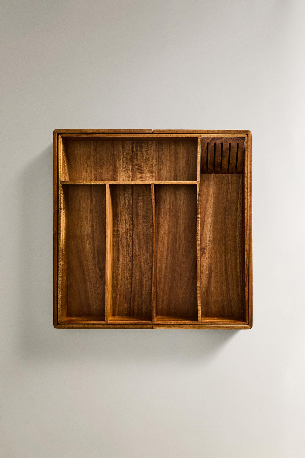 Расширяемый деревянный лоток для столовых приборов