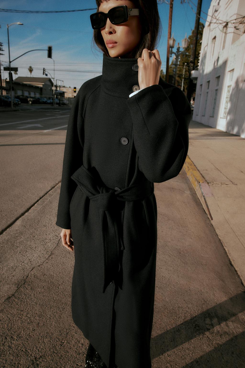 ДЛИННОЕ ПАЛЬТО ИЗ ШЕРСТИ С ВОРОТНИКОМ-СТОЙКОЙ