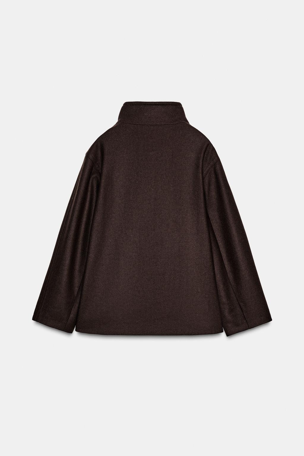 КОРОТКОЕ ПАЛЬТО ИЗ СМЕСОВОЙ ШЕРСТИ С ВОРОТНИКОМ СТОЙКОЙ