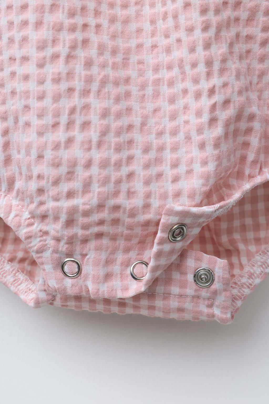 Текстурированный боди в клетку с вышивкой