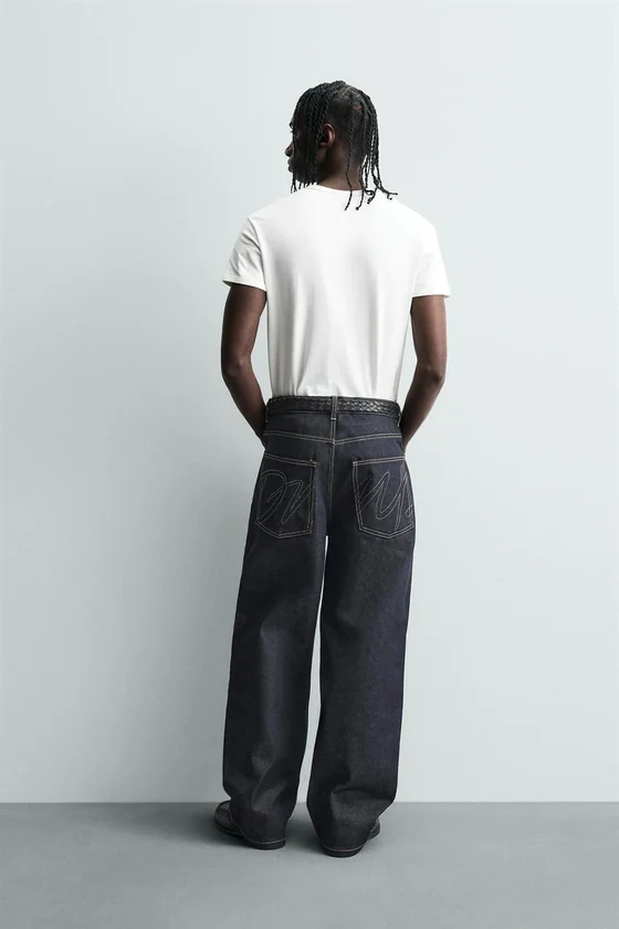 ДЖИНСЫ BAGGY FIT С ДЕКОРАТИВНОЙ СТРОЧКОЙ
