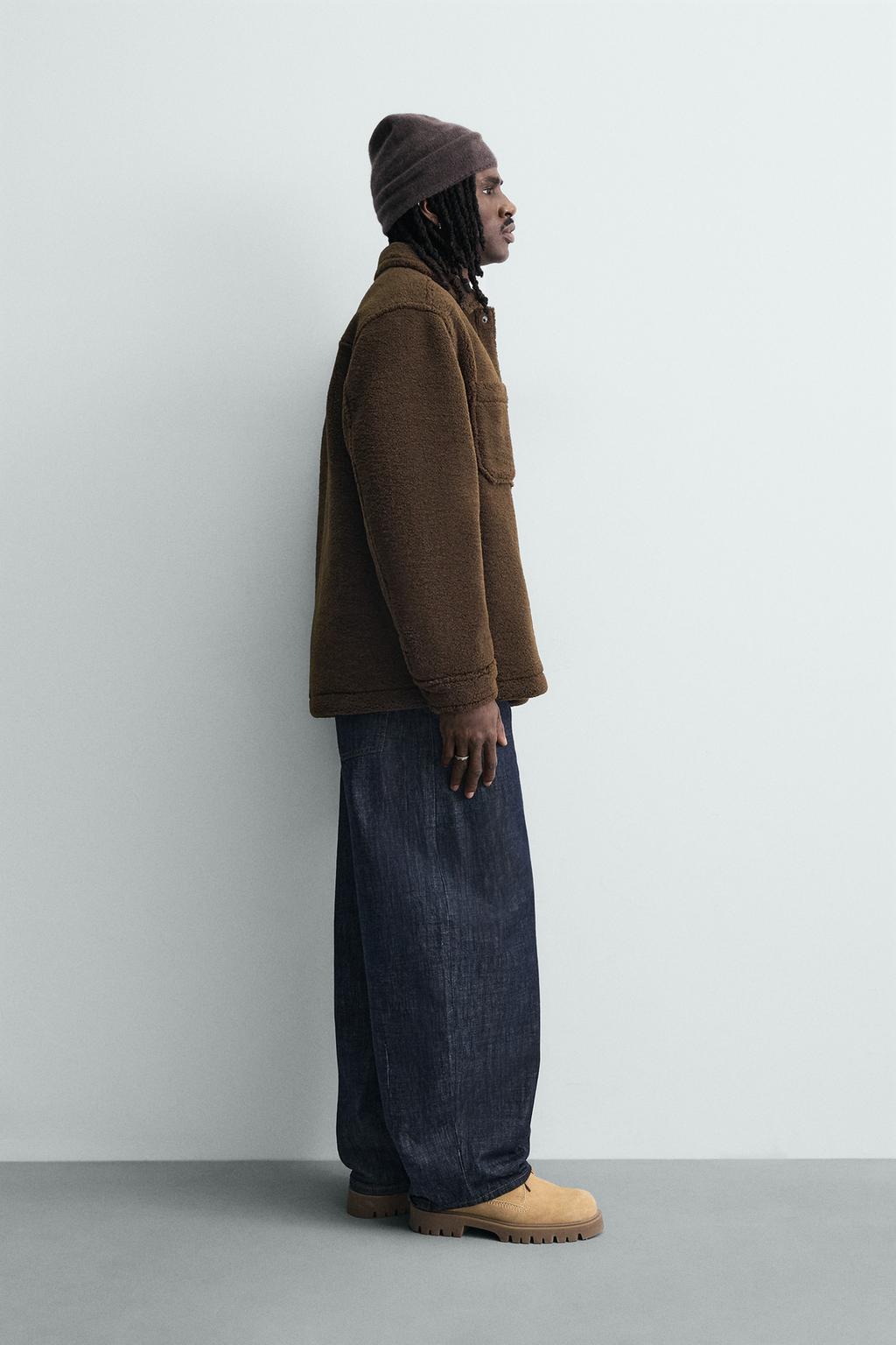 КУРТКА-РУБАШКА ИЗ ИСКУССТВЕННОГО МЕХА С КАРМАНАМИ