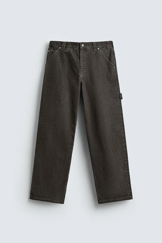 БРЮКИ RELAXED FIT С ФЛОКИРОВАННЫМИ ПОЛОСКАМИ