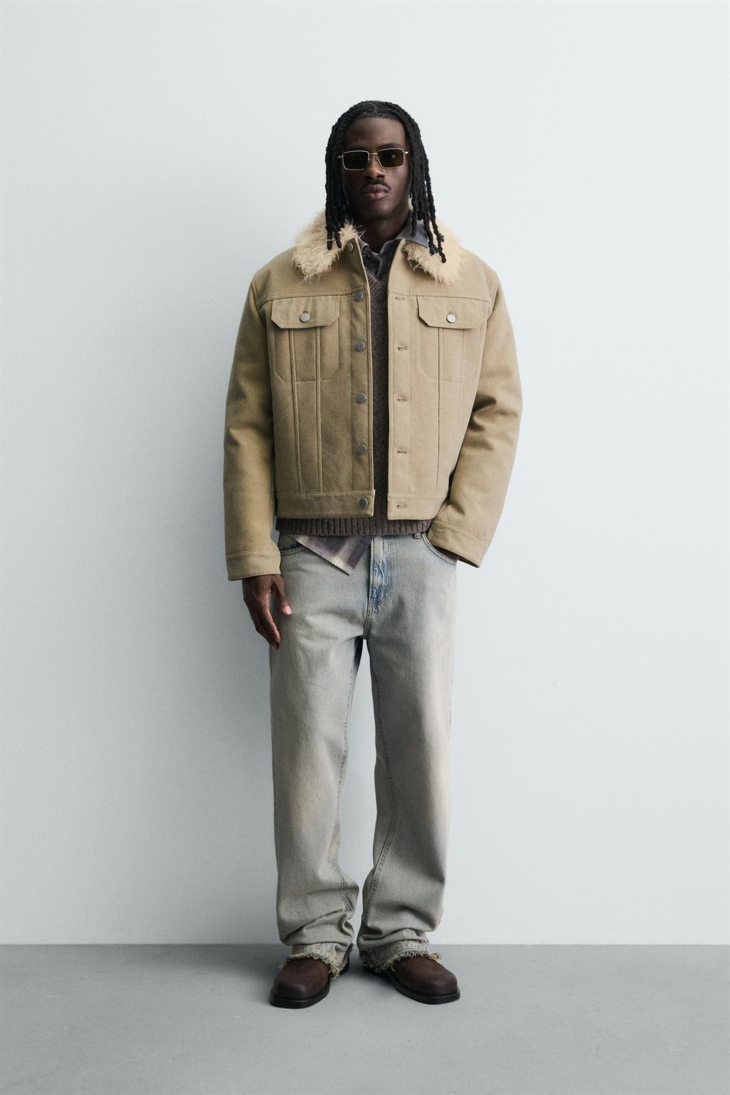 КОМБИНИРОВАННАЯ ХЛОПКОВАЯ КУРТКА С ЭФФЕКТОМ МЕХА