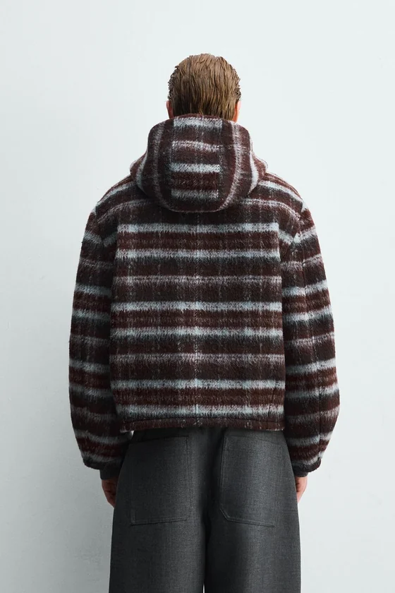 КУРТКА BOXY FIT В КЛЕТКУ С КАПЮШОНОМ