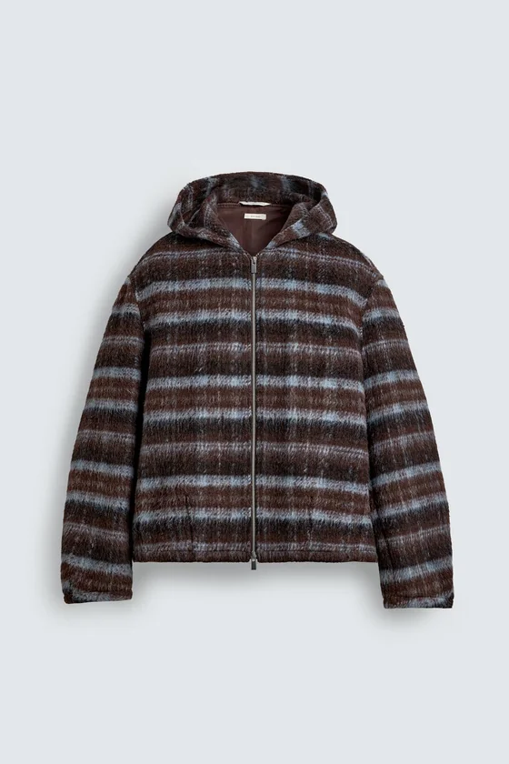 КУРТКА BOXY FIT В КЛЕТКУ С КАПЮШОНОМ