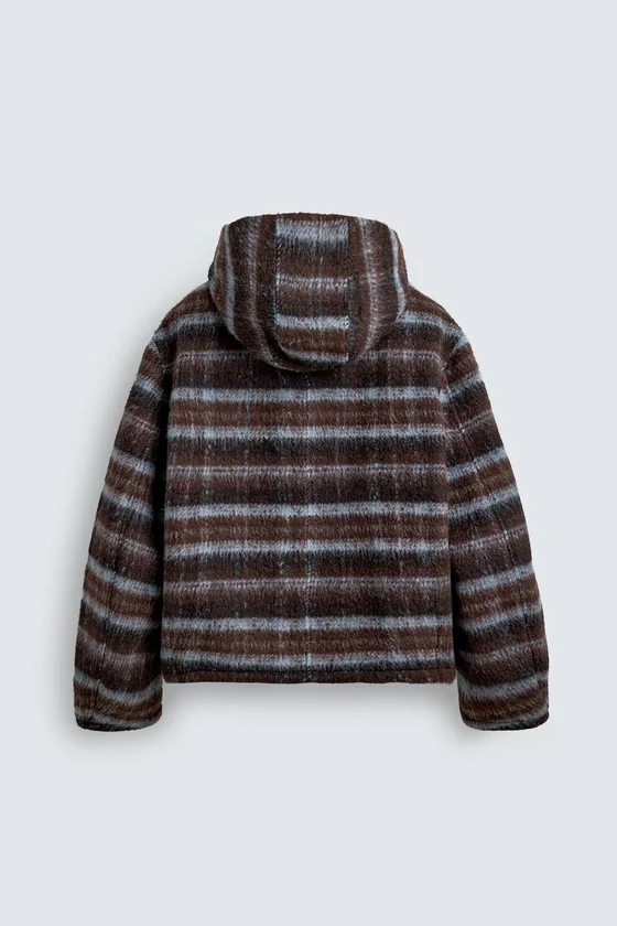 КУРТКА BOXY FIT В КЛЕТКУ С КАПЮШОНОМ