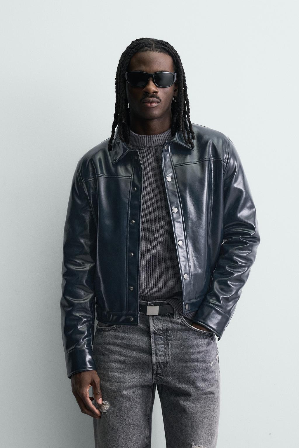 КУРТКА-РУБАШКА С ЭФФЕКТОМ ВИНИЛА