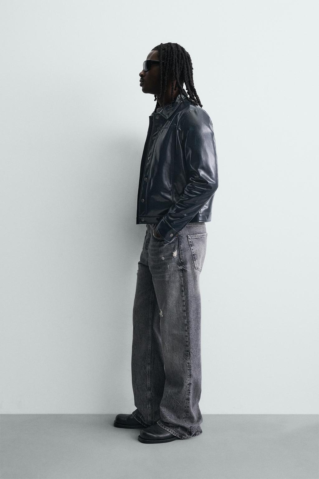 КУРТКА-РУБАШКА С ЭФФЕКТОМ ВИНИЛА