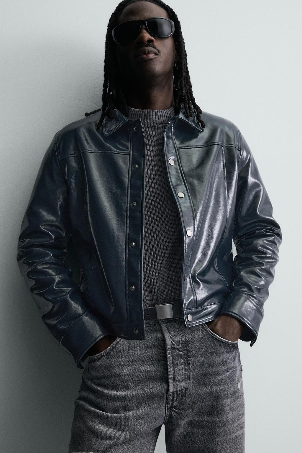 КУРТКА-РУБАШКА С ЭФФЕКТОМ ВИНИЛА