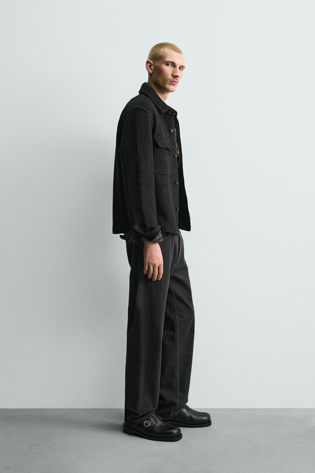 КУРТКА-РУБАШКА ИЗ РЕЛЬЕФНОЙ ТКАНИ С ШЕРСТЬЮ