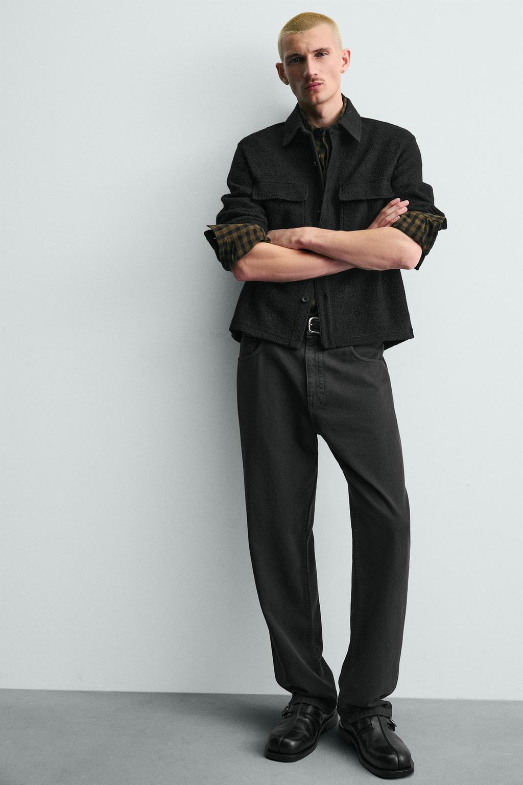 КУРТКА-РУБАШКА ИЗ РЕЛЬЕФНОЙ ТКАНИ С ШЕРСТЬЮ